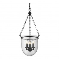 Domus-ALEXA Lantern Pendant 240V Black with Clear Glass - 3 X E14